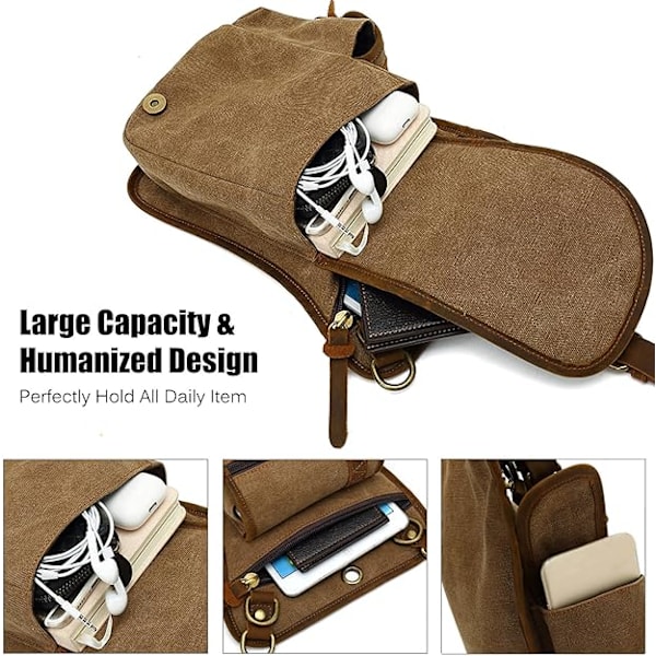 Canvas Drop Leg Bag Vandring Midjeväska Sling Crossbody Väska Axelväska Män Bröstväska Kvinnor Casual Daypacks för Utomhus