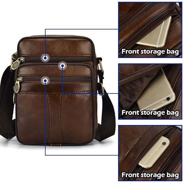 Mænd Lille Ægte Læder Håndtaske Skuldertaske Satchel Business Casual Sling Rejsegave Til Tegnebog Pung Mobiltelefon Nøgler