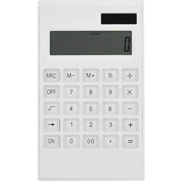 Kalkylator Slim Elegant Design 12-siffrig Elektronisk Skrivbordskalkylator Sol och Batteri Dubbeldriven Vit Kalkylator för Kontor