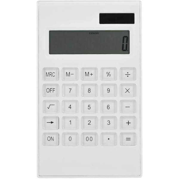 Lommeregner Slank Elegant Design 12-cifret Elektronisk Skrivebordslommeregner Sol- og Batteridrevet Dobbelt Strøm Hvid Lommeregner til Kontor