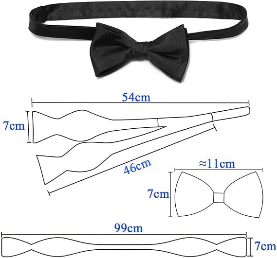 Archic Sorte Selvbånds Sløjfebånd til Mænd Selvbånds Sløjfebånd Solid Plain Tuxedo Bryllups Sløjfebånd