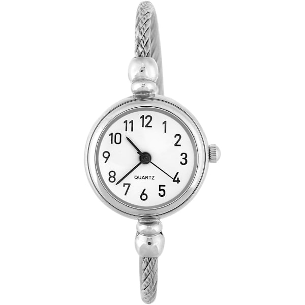 Analogt Kvinderur med Rundt Urværk, Kvarts, Legering Rem, Åben Armbånd, Simpel Vintage Romersk/Arabisk Nummer Skive