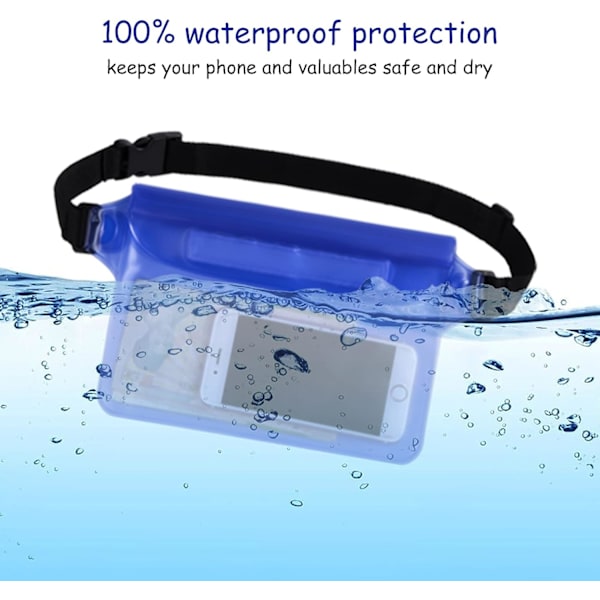 Vattentät påse med justerbar midjerem 2-pack skärm berörbar PVC midjeväska för strand, simning, båtliv, fiske