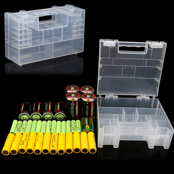 Plastbatteriboks oppbevaringspose Etui Organizer for AA AAA C en størrelse