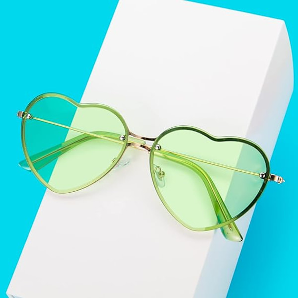 Hjärtformade solglasögon för kvinnor, mode, utan ram, UV400, festglasögon Green
