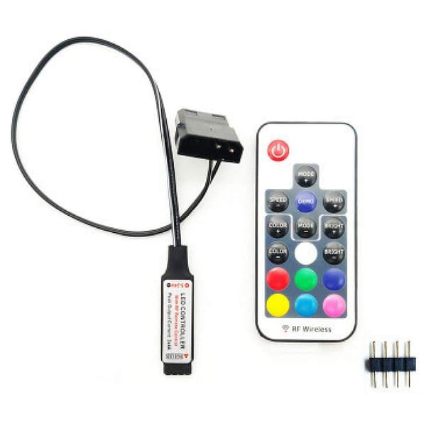 Datorfläkt belysningseffekt controller, 5v 3-pin/12v 4-pin Rgb fläkt utrustning tråd kontroll/fjärrkontroll Co