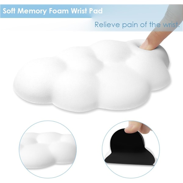 Moln handledsstöd kudde för mus ergonomisk mjuk PU läder minneskum handledssmärta lindring för kontor skola hem bärbar dator & datormus White