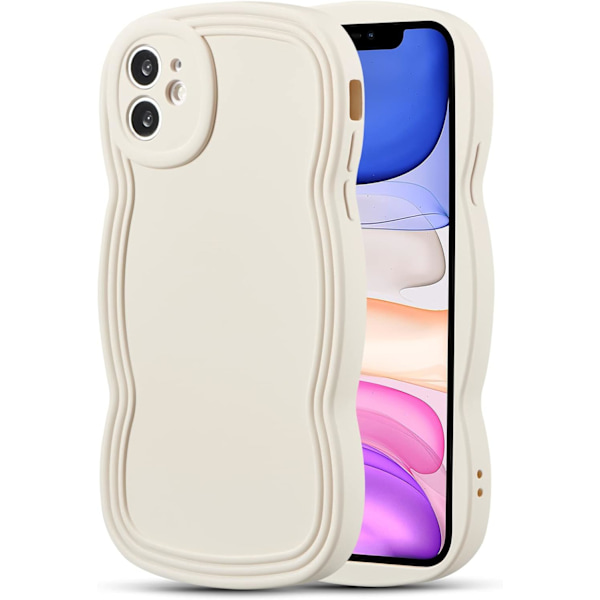 Fodral för iPhone 12 6,1 tum, Sött enfärgat lockigt vågformat ram Silikon Stötsäkert fodral