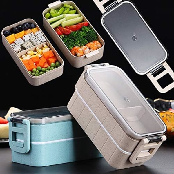 Madpakke Madpakke til Børn Bento Box Picnic Service Plastik Opbevaringsbeholder Madkasse Pakkede Madpakker Termisk Madpakke Blue