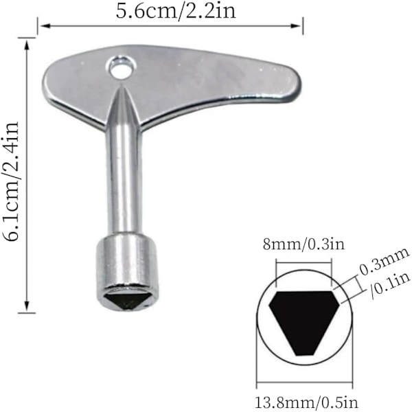 3 stk. Indre Trekant Nøgle Metal Trekant Nøgle Målerboks Nøgle Gasboks Nøgle til Gas Vand El Målerboks Skab