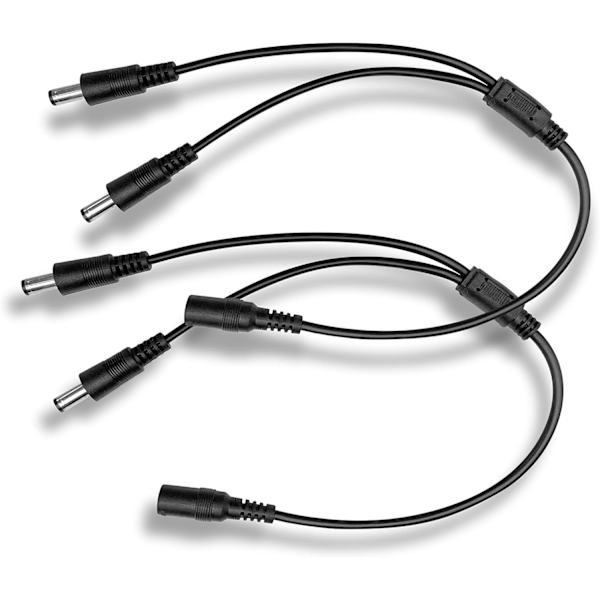 DC-strömkabeldelare - 2-pack svart, 1 hona till 2 hane 5,5 mm * 2,1 mm strömutgångsadapterkabel för CCTV-säkerhetskameror, LED-remsor och mer