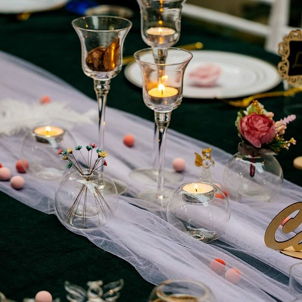 Klassiska kristalljusstativshållare glasögon för bröllopstealjus hållare bordsmatglas hållare stativ barfest heminredning, 12 st