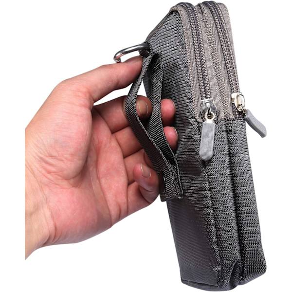 Mobiltelefon bältesklämma väska män, mobiltelefon midjeväska vertikal, 6,9 tum herr utomhus sport resor nylon dragkedja mobiltelefon midja