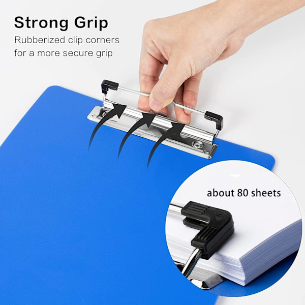 Mappar för Urklipp, 4-pack A4    Urklipp med Säker Fästning för Kontor och Klassrumsmaterial - Blå