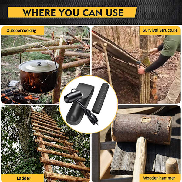 Juvyig Bushcraft Käsikäyttöinen Porakone - Puupora Manuaalinen Porakone - Scotch Eye Käsikäyttöinen Porakone - Bushcraft Selviytymistyökalut (Musta)