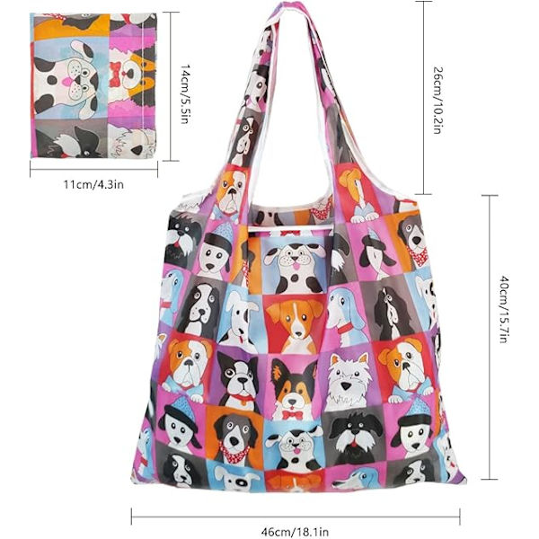 Foldbar Øko-venlig Indkøbspose, Vandafvisende Tote Indkøbspose Genanvendelig Indkøbspose Indkøbspose i Klud til Indkøb Rejser Picnic Dog