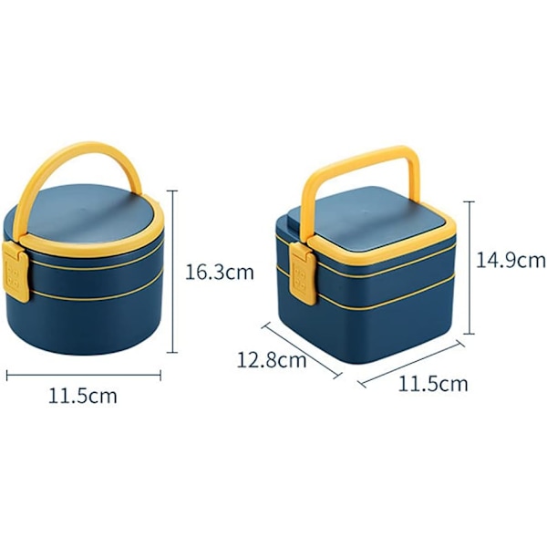 2-lags Lekkasikker Stabelbar Matboks - Miljøvennlig PP Bentoboks - Mattrygg Bentoboks Med Skje (Kvadratisk)