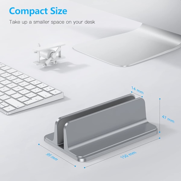 Justerbar Laptop Stativ, Desktop Aluminium MacBook Stativ med Justerbar Dock Størrelse, Laptop Holder Passer til Alle Spil Laptops, Grå