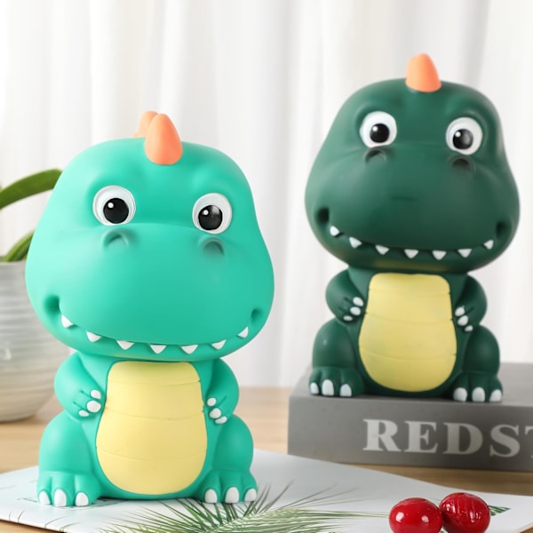 Säästöpossu, Dinosaurussäästöpossu Lapsille, Rikkomaton Rahapossu, Söpö Dinosaurussäästöpossu Pojille Tytöille, Raha-astia Syntymäpäiväksi (Mintunvihreä)