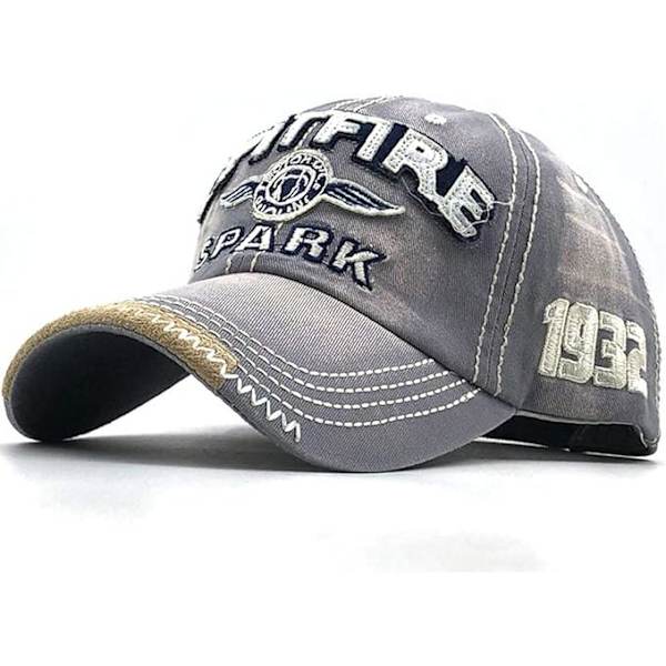 Distressed Baseball Cap til Mænd Vintage Trucker Hat Mænd Bomuld Broderet Snapback Casual Baseball Cap Unisex, Grå