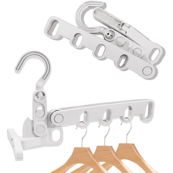 2 Pcs Foldable Travel Hangers, Grey Clothes Airer Indoor Folding Clothes Drying Rack with 5 Holes, Portable Clothes Hanger