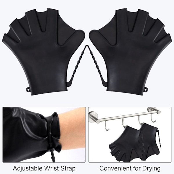 Silikonglipade simhandskar, justerbara simhandskar med simhud för unisex, simtillbehör för träning, surfing, dykning