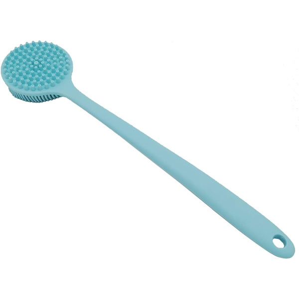 Silikoniselkäharja suihkuun ja kylpyyn pitkällä kahvalla Blue
