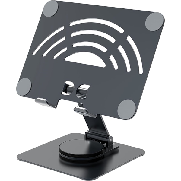 Tablettstativ. 360° Rotasjon Justerbar Tablett Holder, Foldbar Aluminium Skrivebord iPad Stativ Dokk for iPad Pro/Mini/Air, iPhone Black