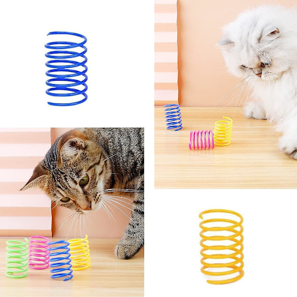 Katt Spiralfjäder, 12 st Kreativa Katt Leksaker för att Döda Tid och Hålla sig i Form Interaktiv Katt Leksak Hållbar Tung Plastfjäder Färgglada Fjädrar Katt Leksak för Slagsmål