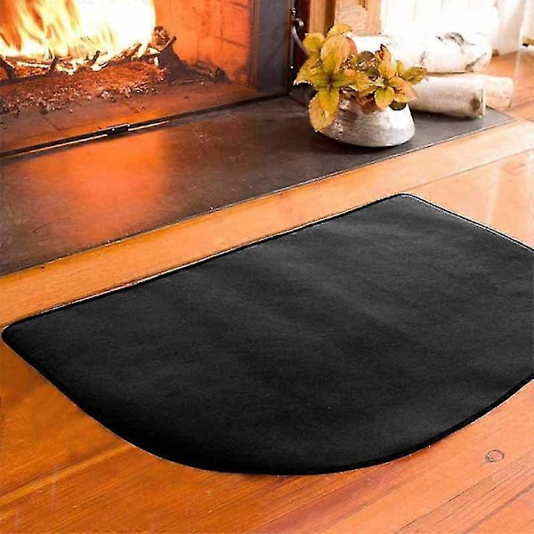 Eldstadsskyddsmatta för inomhusbruk, brandsäker glasfiber, eldstads- och kaminmatta - Glödskyddsmatta för eldstad och kamin (Svart, 100 x 50 cm)