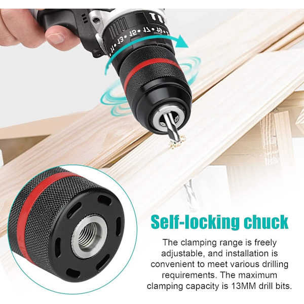 Borrchuck, 1/2-20 Unf Chuck, Nyckellös Chuck, 1,5-13mm Borrchuck, Nyckellös Borrchuck