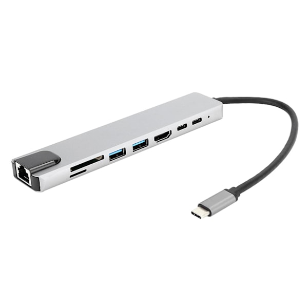 4K HDMI Dokkingsstasjonadapter med hurtiglader - 8-i-1 Type-C Dokkingsstasjon