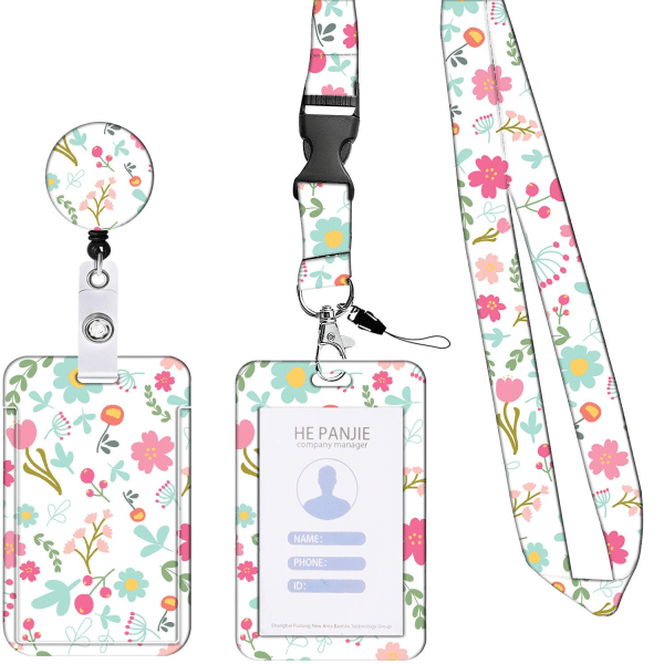 Lanyard med korthållare (rosa), Lanyard med vridbar karbinhake - för ID-korthållare, nycklar, kamera, mobiltelefon