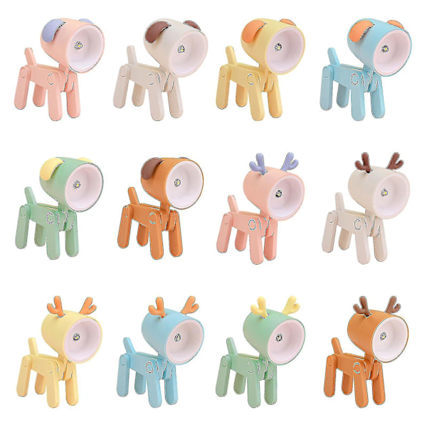 Mini Tegneserie Dyr LED Skrivebordslampe Bærbar Justerbar Sød Kæledyrs Natlampe orange deer