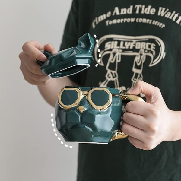 3D Cool Dog Keramikmugg Keramisk Kaffeemugg Dryckmugg Kaffeekopp Dryckmugg med lock 3D Djurmugg Presentmugg
