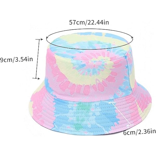 Unisex Sommer Bucket Hat til Kvinder Mænd Bomuld Vendbar Dobbeltsidet Bær Tie Dye Bucket Hats Fisker Strand Solhat