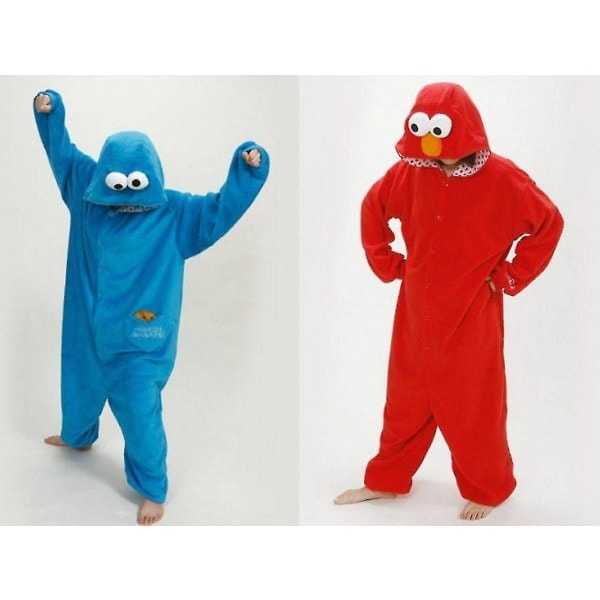 Vuxen Sesam Street Cookie Elmo Kostym Blå L Blue XL