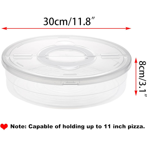Plastboks for kake og pizza, klar, 30 cm rund, med lokk og håndtak, bærbar oppbevaring for cupcakes og desserter
