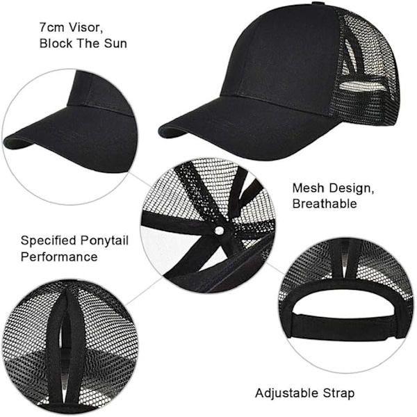 Baseballkeps för män och kvinnor, sommar, andningsbar, ihålig, öppen mesh, unisex, hästsvans, sport, lastbilskepsor, justerbara utomhushattar