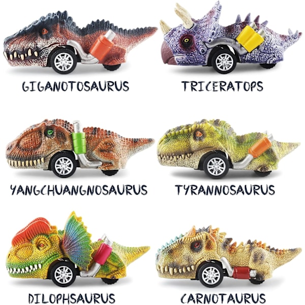 Dinosaurlegetøj til børn 3-5 år, træk dinosaurbiler tilbage til 3 4 5 6 7 år gamle drenge og piger Dino-legetøjsgaver til småbørn D