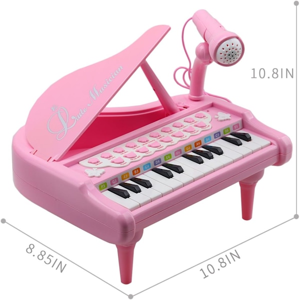Babypiano leksak för 1 2 3 år gammal - Pianotangentbord för småbarn - Piano för barn med mikrofon för pojkar och flickor Pink