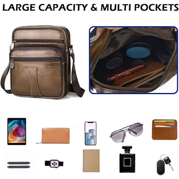 Mænd Lille Ægte Læder Håndtaske Skuldertaske Satchel Business Casual Sling Rejsegave Til Tegnebog Pung Mobiltelefon Nøgler