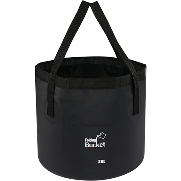 Foldbar Spand - Foldbar Camping Opbevaringsbeholder Sammenklappelig Spand 12L Bærbar Let Spand til Camping Rejser Fiskeri Sejlads og Havearbejde 20l Black