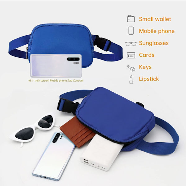 Bum Bag til Kvinder og Mænd - Løbebæltetaske Mode Taljepakker Fanny Pack med Justerbare Remme Skuldertaske