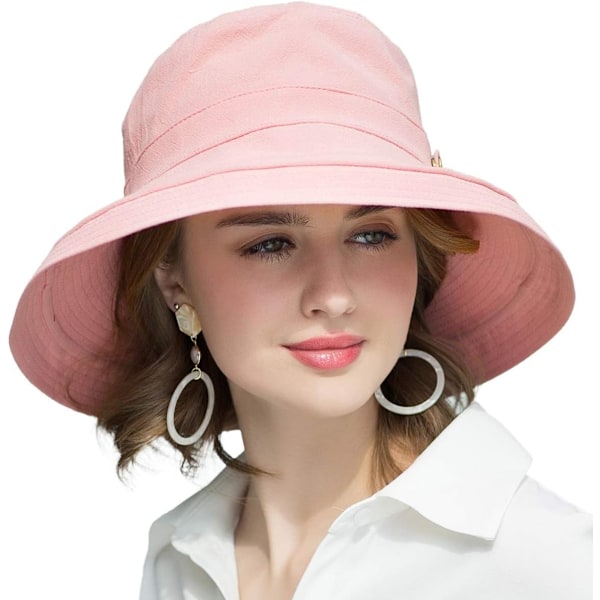 Solhat til kvinder One Size Button Decoration-pink