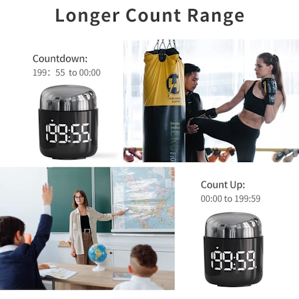 Digital Kök Timer, Nedräkningstimer med Stor LED-display Volymjustering, Timer för Matlagning