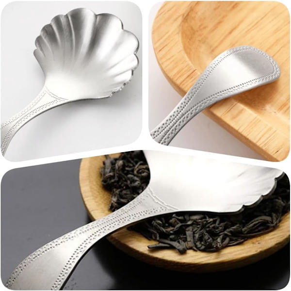 2 stk. Rustfrit Stål Kaffeske Rustfrit Stål Teske Kreativ Skalformet Kaffeske til Kaffe Bønner Te