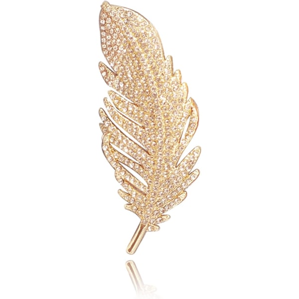 Moderigtig fjer broche, brocher til kvinder uk, moderigtig krystal delikat fjer brocher elegant krystal broche gold