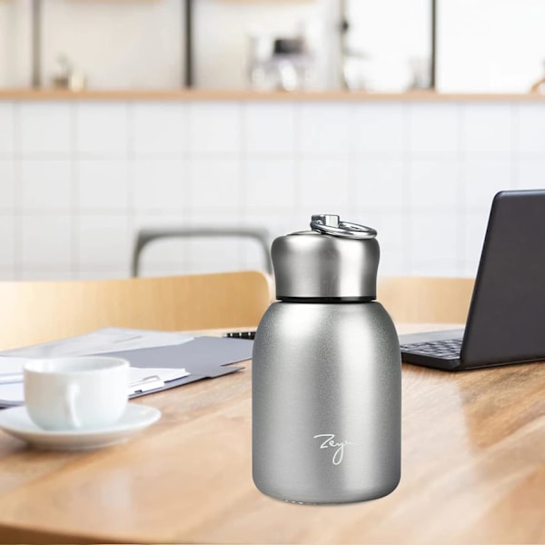 300 ml Mini Vakuumflaskor, Termosflaska Non-Leak Drickflaska Håll Varm och Kallt för Hemma Utomhus Resor Silver