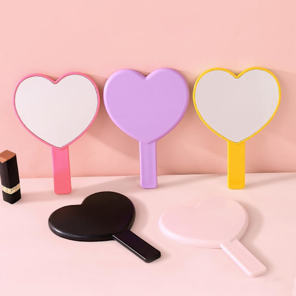 Hjärtformade speglar Hand Cosmetic Mirrors Handheld Makeup Mirrors Söta resespeglar Lätta bärbara speglar